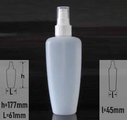 Sticla plastic 200ml culoare natur semitransparent cu capac sprayer alb